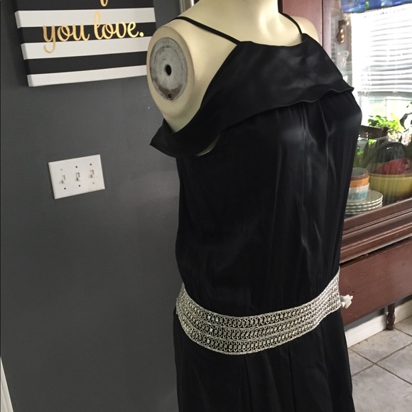 Antonio Melanie black drop waist cocktail dress 4 - Picture 3 of 7